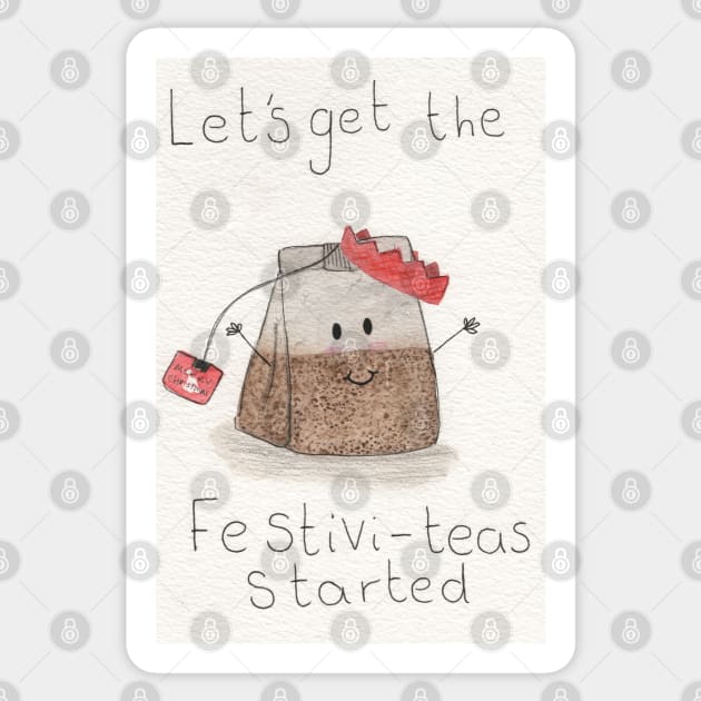 Let's get the festivi-teas started Christmas watercolour Sticker by Charlotsart